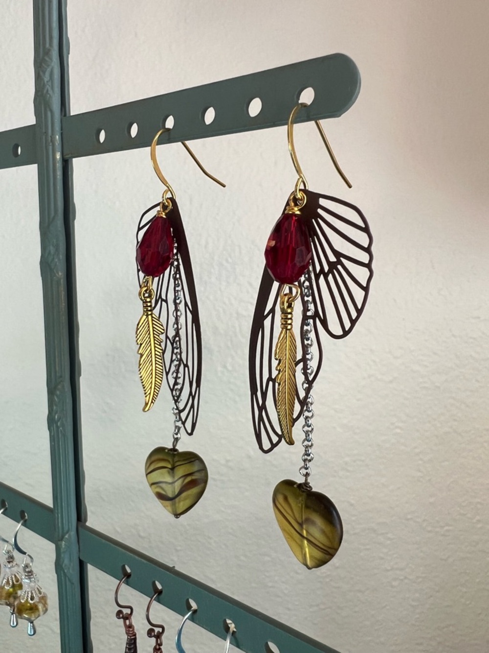 Handmade butterfly fairy wing dangle earrings